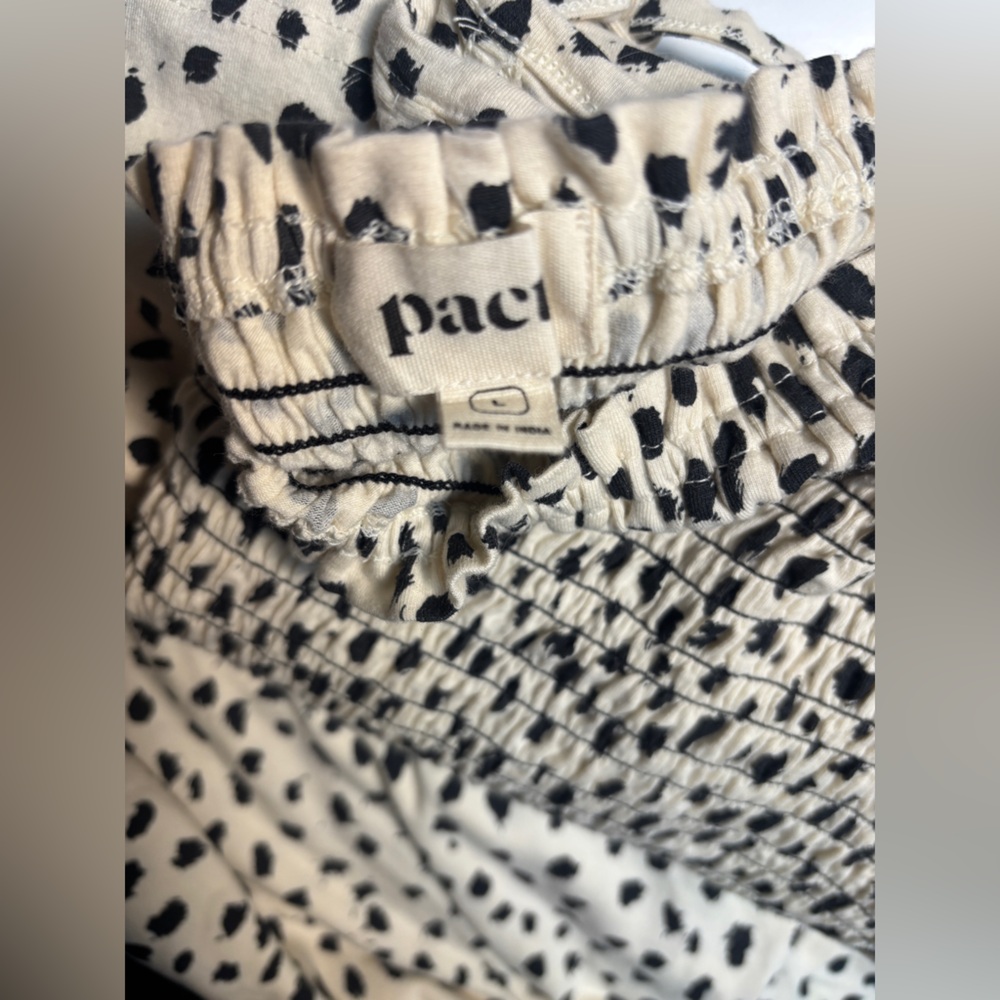 Pact Cream Smocked Spaghetti-Strap Wide-Leg Jumpsuit with Leopard Dot - Picture 6 of 7